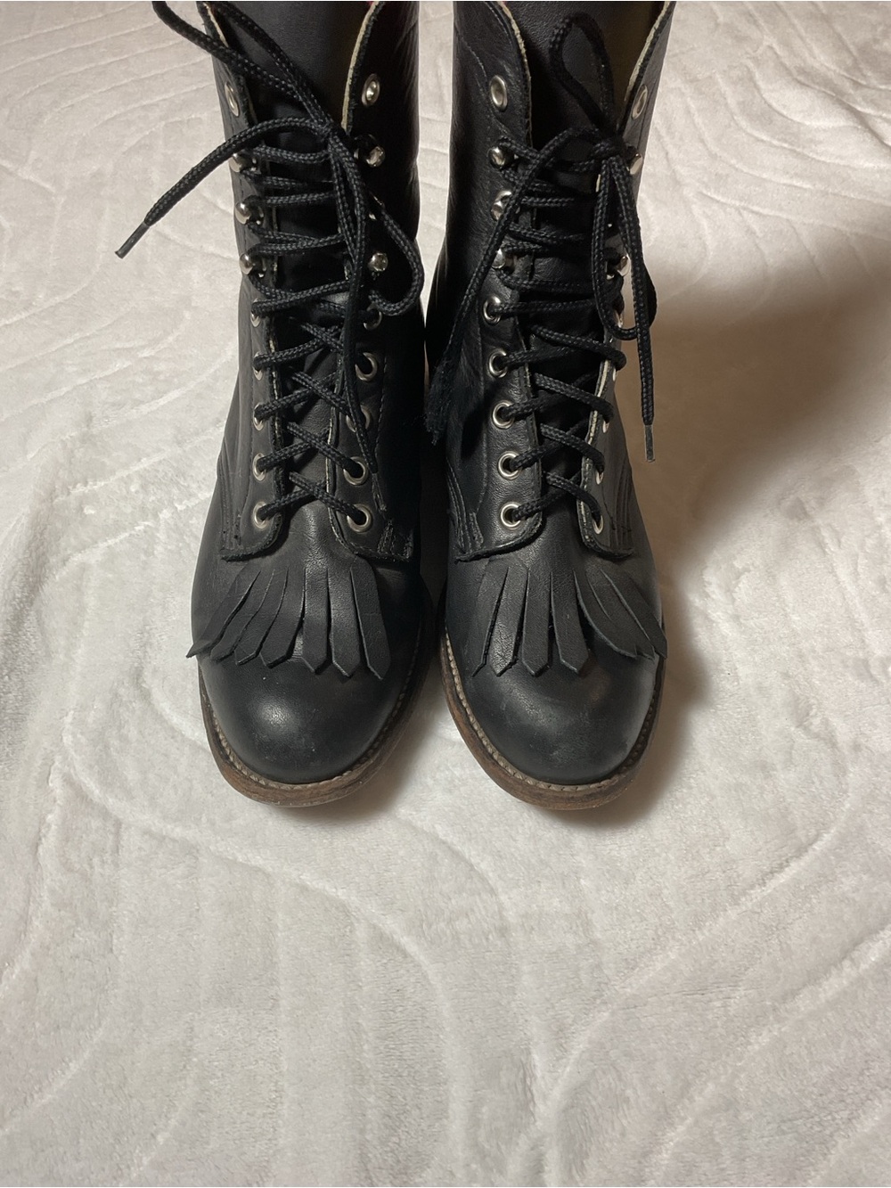 Vintage black leather western boots